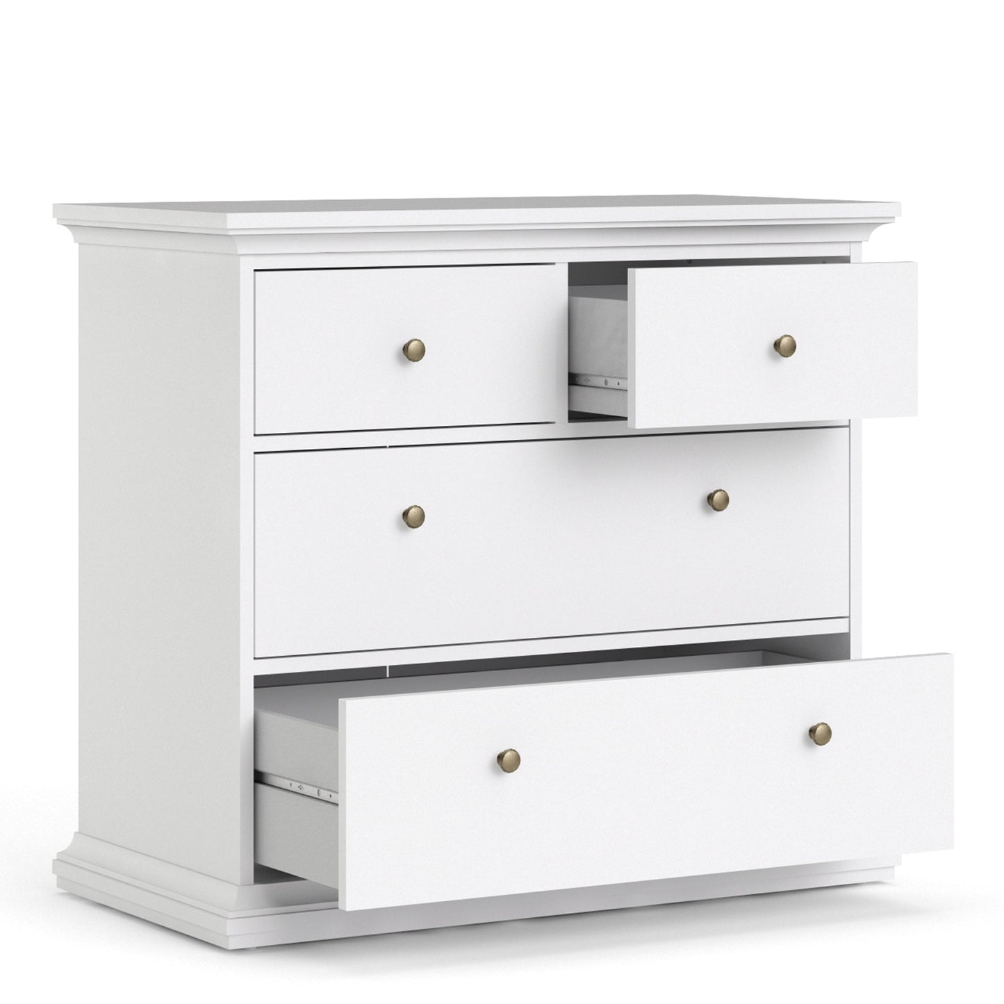 Cote | Furniture Paris 3 Piece Bedroom Set - Bedside Table, Chest and 2 Door Wardrobe - White Paris, BUNDLE 7014949p1