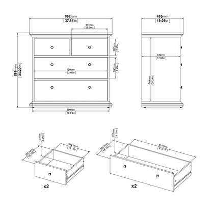 Cote | Furniture Paris 3 Piece Bedroom Set - Bedside Table, Chest and 2 Door Wardrobe - White Paris, BUNDLE 7014949p1