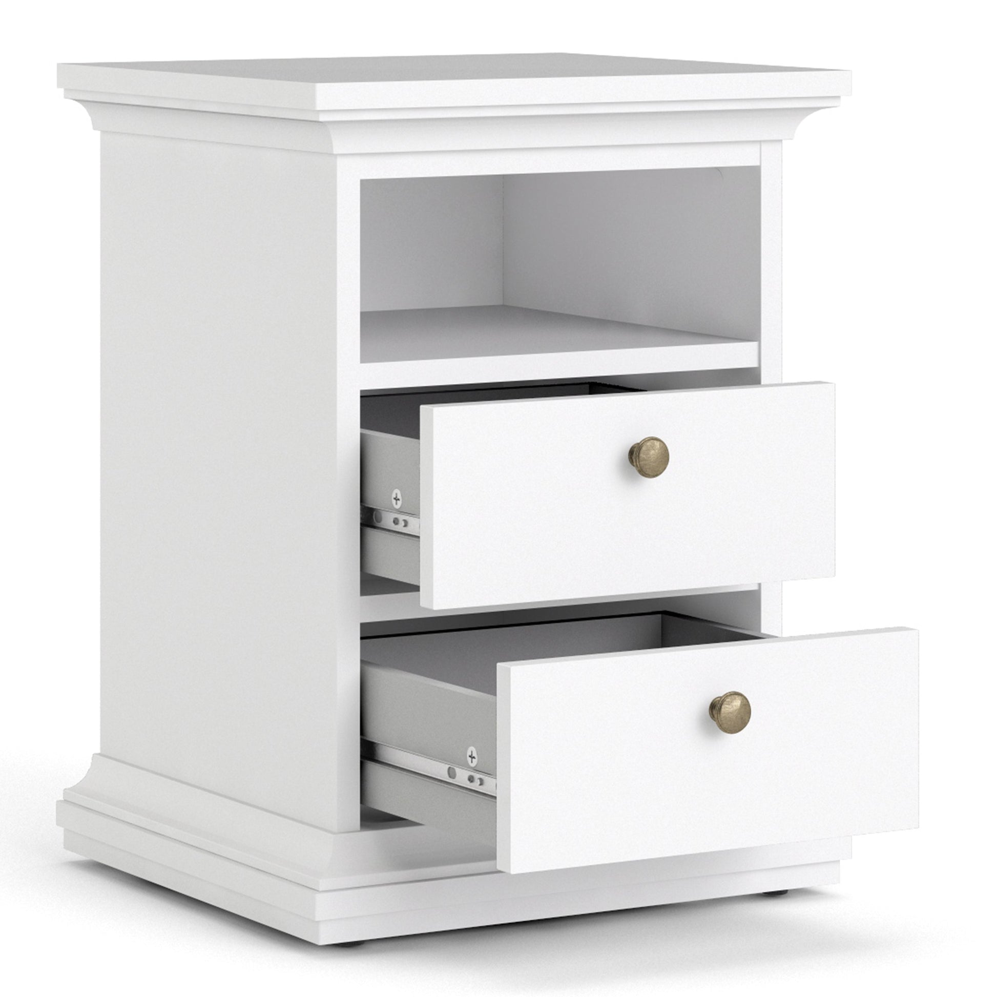 Cote | Furniture Paris Bedside Table, 2 Drawer - White Paris, Bedside Tables 701703024949