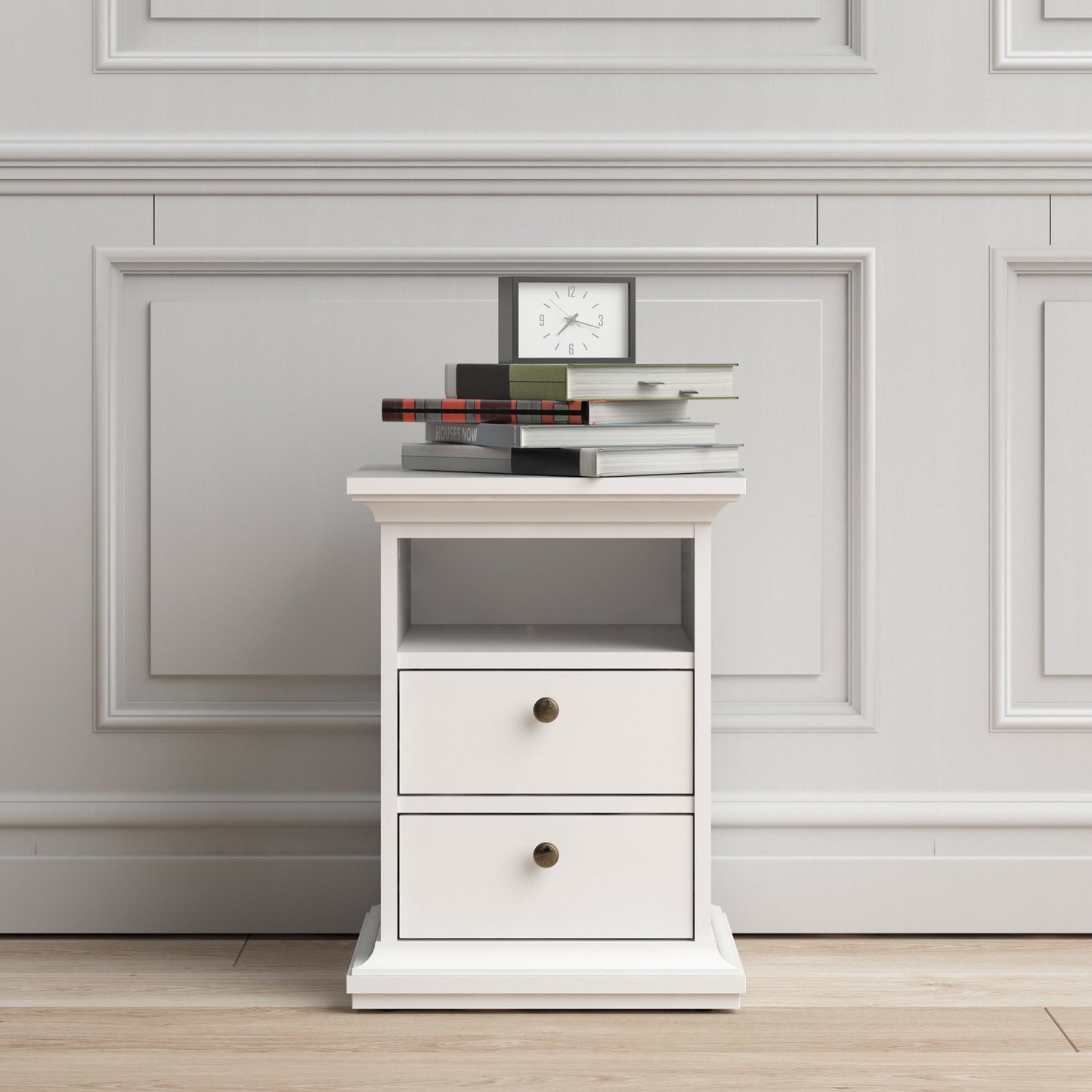 Cote | Furniture Paris Bedside Table, 2 Drawer - White Paris, Bedside Tables 701703024949