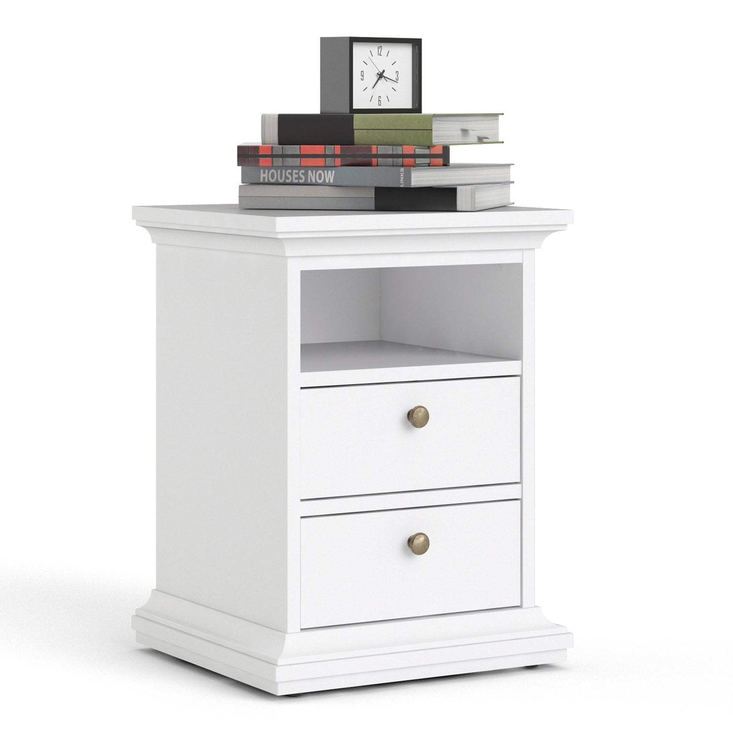 Cote | Furniture Paris Bedside Table, 2 Drawer - White Paris, Bedside Tables 701703024949