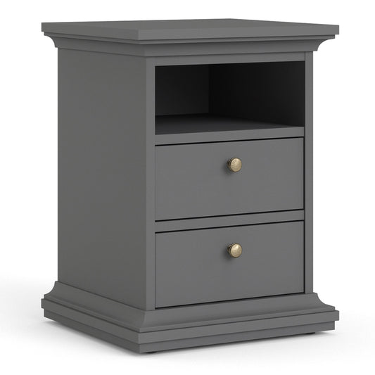 Cote | Furniture Paris Bedside Table 2 Drawer - Grey Paris, Bedside Tables 70170302igig