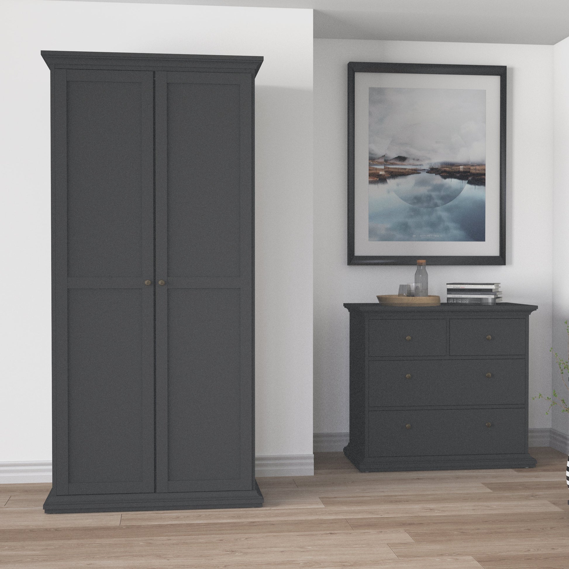 Cote Furniture |  Paris Wardrobe, 2 Door - Grey Paris, Wardrobes 70175352ig