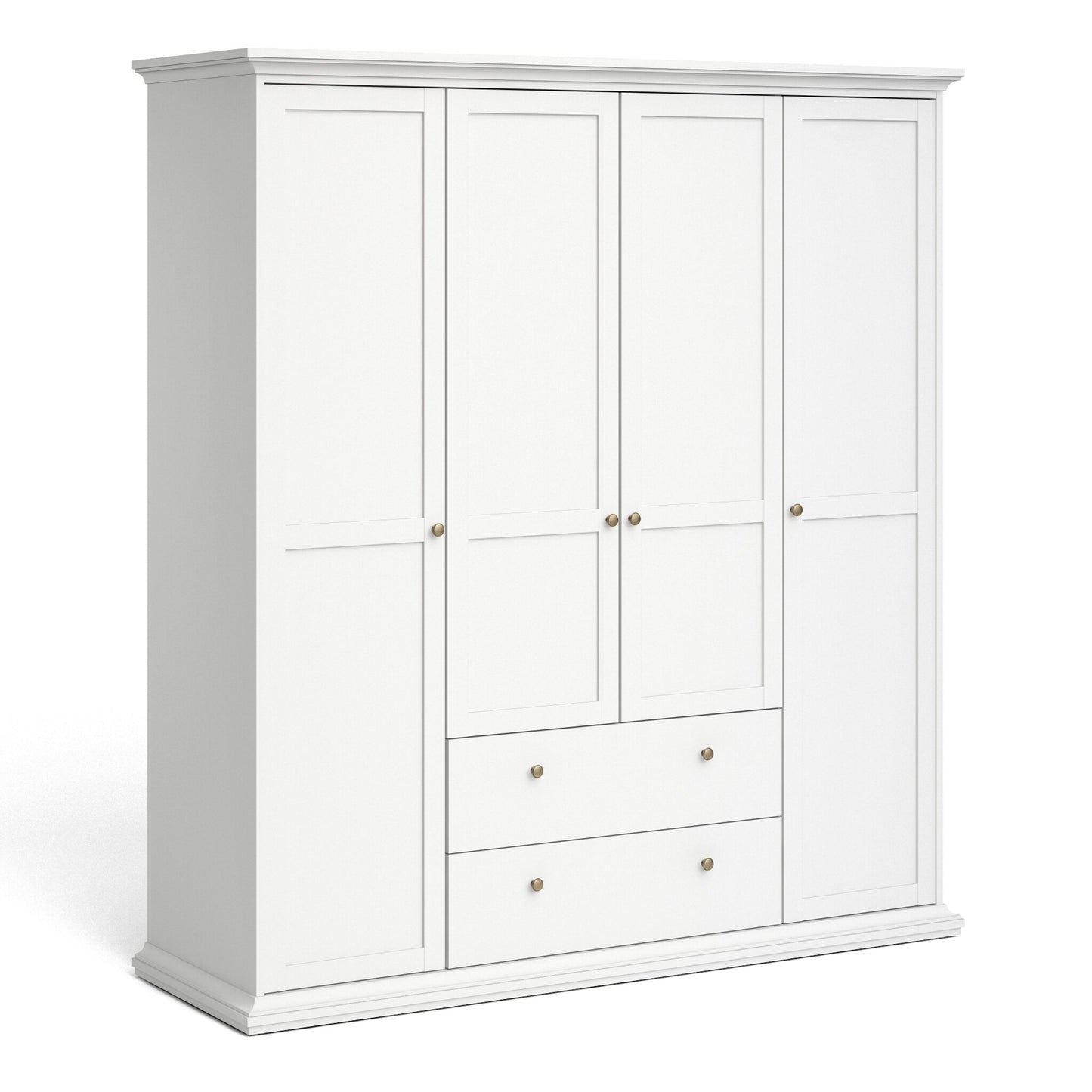 Cote | Furniture Paris Wardrobe, 4 Door + 2 Drawer - White Paris, Wardrobes 701753694949