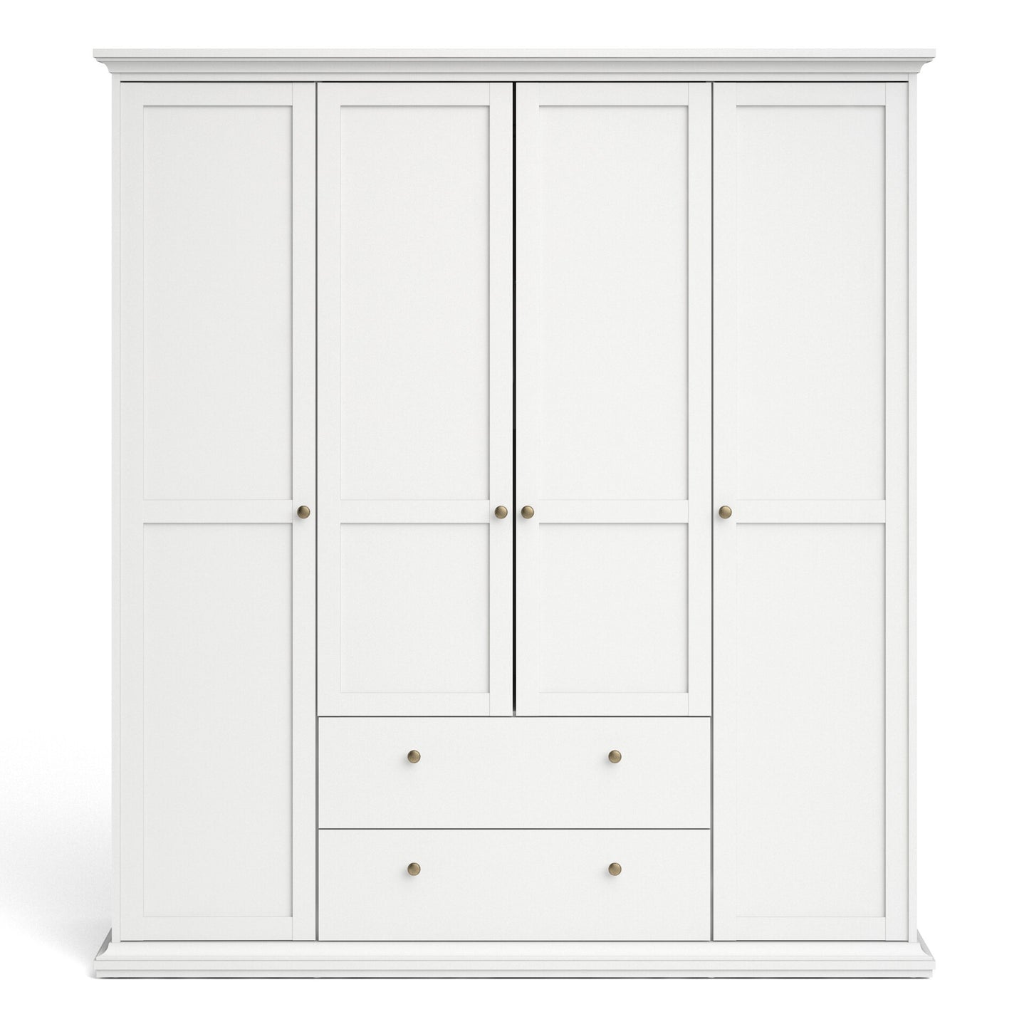 Cote | Furniture Paris Wardrobe, 4 Door + 2 Drawer - White Paris, Wardrobes 701753694949