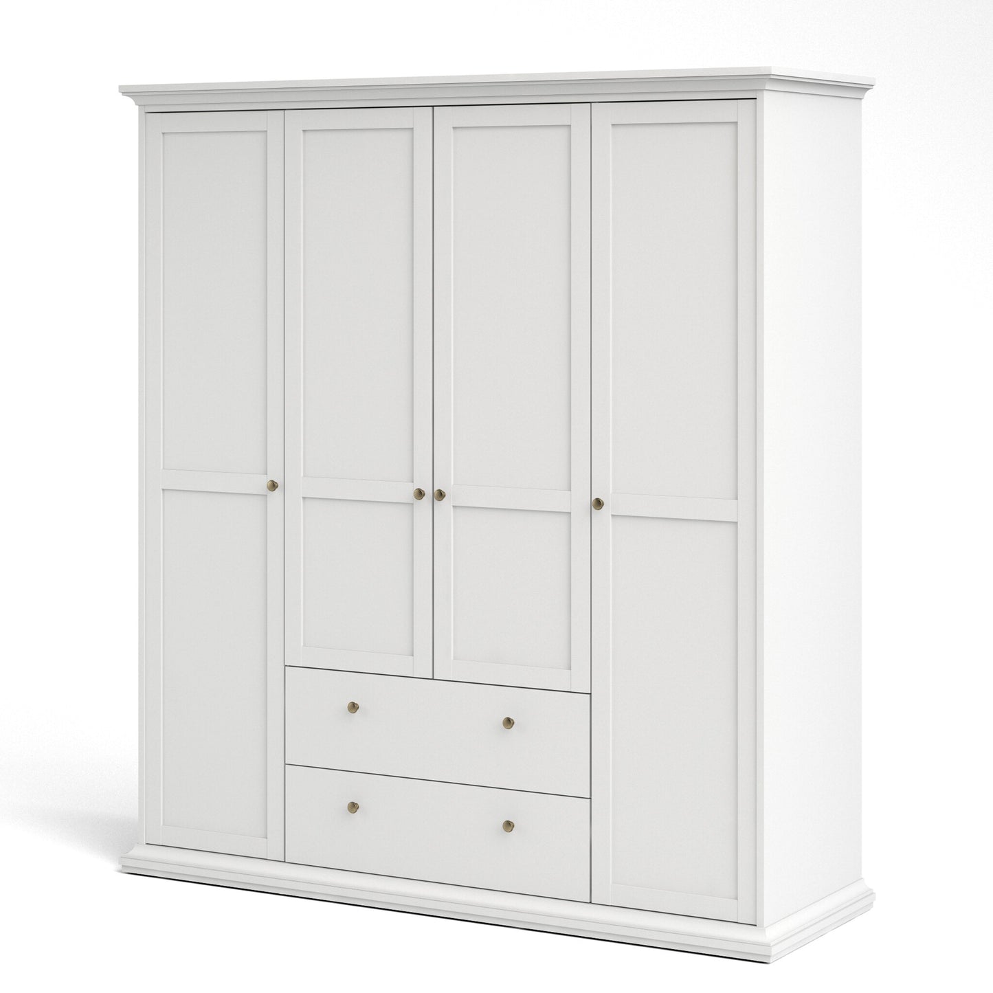 Cote | Furniture Paris Wardrobe, 4 Door + 2 Drawer - White Paris, Wardrobes 701753694949