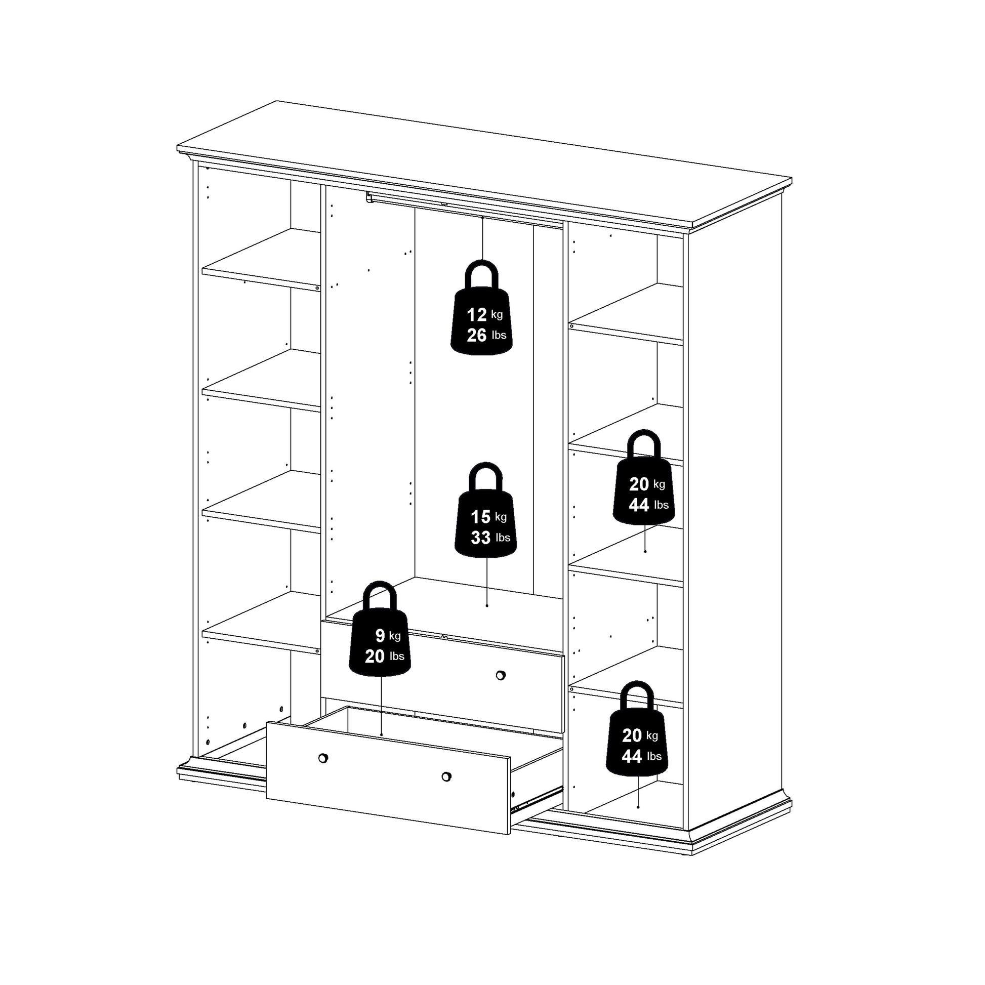 Cote | Furniture Paris Wardrobe, 4 Door + 2 Drawer - Grey Paris, Wardrobes 70175369igig