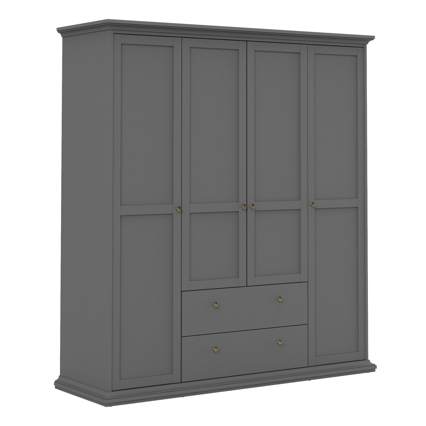 Cote | Furniture Paris Wardrobe, 4 Door + 2 Drawer - Grey Paris, Wardrobes 70175369igig