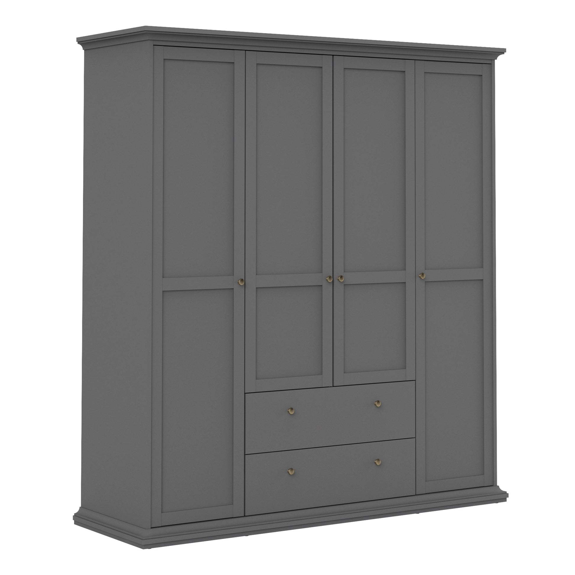 Cote | Furniture Paris Wardrobe, 4 Door + 2 Drawer - Grey Paris, Wardrobes 70175369igig