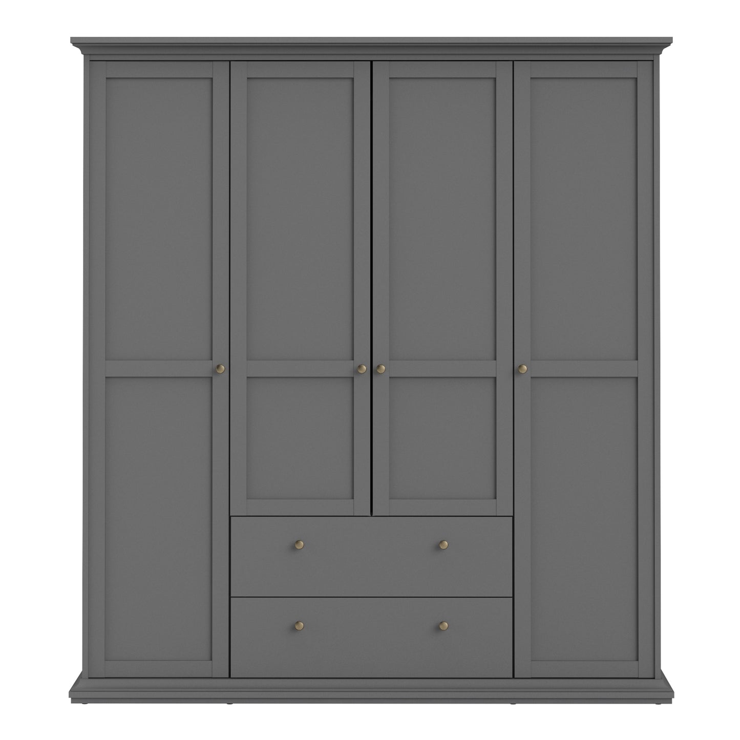 Cote | Furniture Paris Wardrobe, 4 Door + 2 Drawer - Grey Paris, Wardrobes 70175369igig