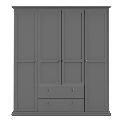 Cote | Furniture Paris Wardrobe, 4 Door + 2 Drawer - Grey Paris, Wardrobes 70175369igig