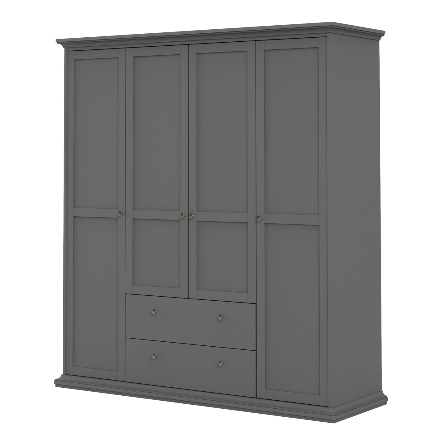 Cote | Furniture Paris Wardrobe, 4 Door + 2 Drawer - Grey Paris, Wardrobes 70175369igig