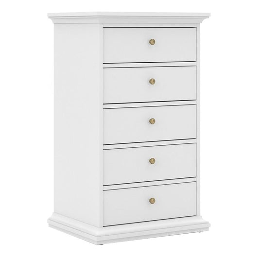 Cote | Furniture Paris Chest of Drawers, 5 Drawer - White Paris, Chest of Drawers 701767174949