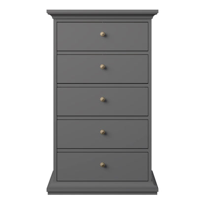 Cote | Furniture Paris Chest of Drawers, 5 Drawer - Grey Paris, Chest of Drawers 70176717igig