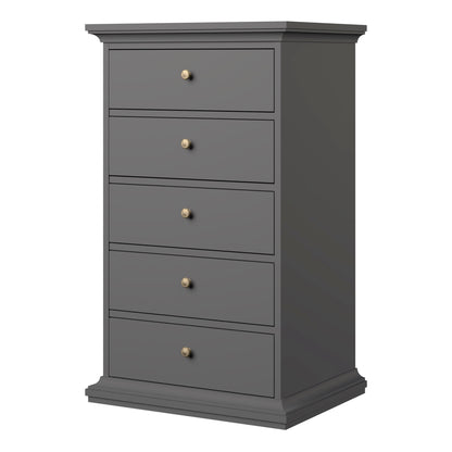 Cote | Furniture Paris Chest of Drawers, 5 Drawer - Grey Paris, Chest of Drawers 70176717igig