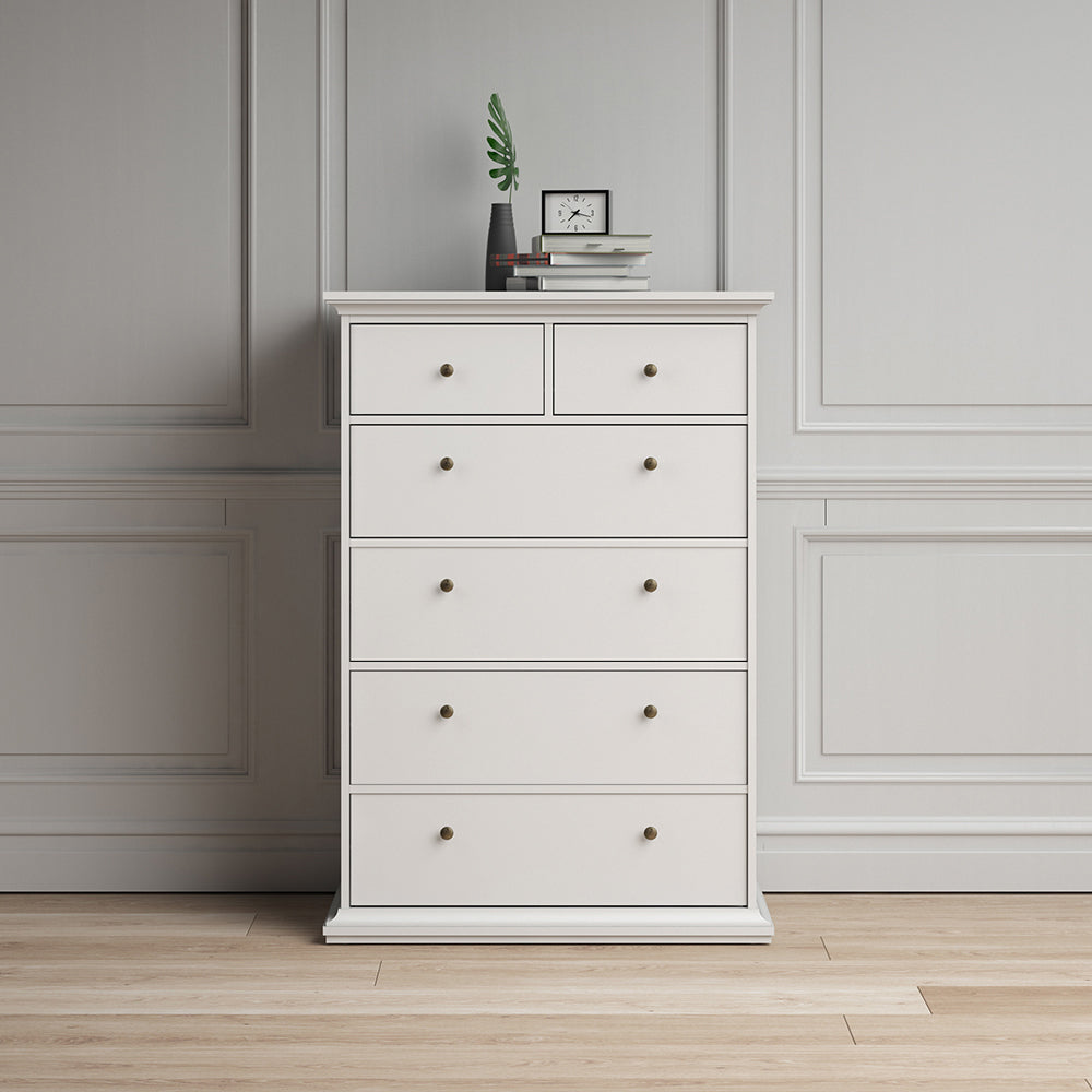 Cote | Furniture Paris Chest of Drawers, 6 Drawer - White Paris, Chest of Drawers 701767184949