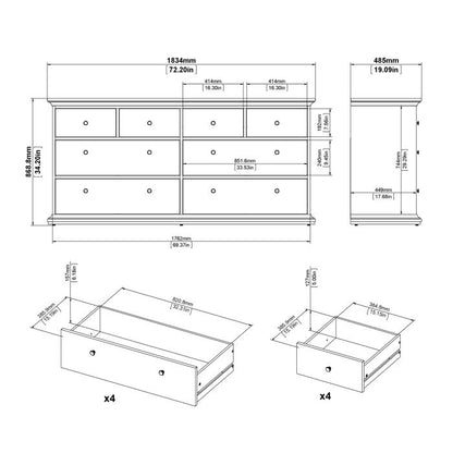 Cote | Furniture Paris Chest of Drawers, 8 Drawer - White Paris, Chest of Drawers 701767194949