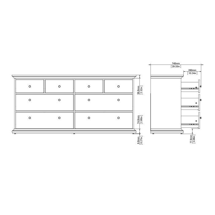 Cote | Furniture Paris Chest of Drawers, 8 Drawer - White Paris, Chest of Drawers 701767194949