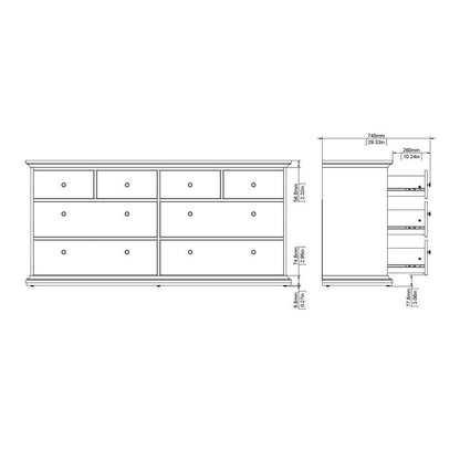 Cote | Furniture Paris Chest of Drawers, 8 Drawer - White Paris, Chest of Drawers 701767194949