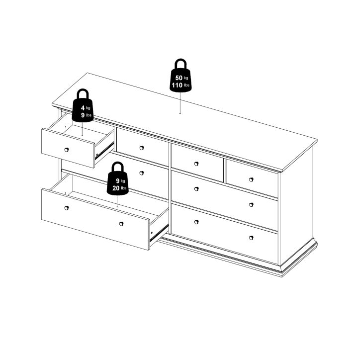 Cote | Furniture Paris Chest of Drawers, 8 Drawer - White Paris, Chest of Drawers 701767194949