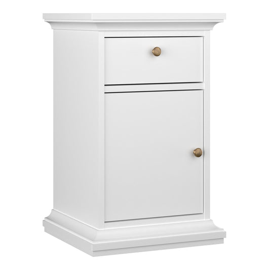 Cote | Furniture Paris Bedside Table 1 Door + 1 Drawer - White Paris, Bedside Tables 701778064949