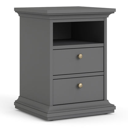 Cote | Furniture Paris 3 Piece Bedroom Set - Bedside Table, Chest and 2 Door Wardrobe - Grey Paris, BUNDLE 701igigp1