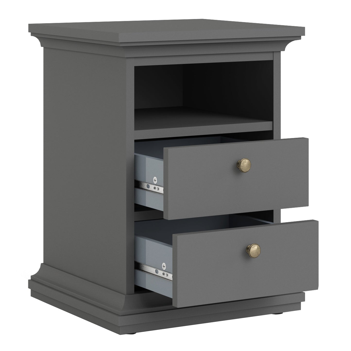 Cote | Furniture Paris 3 Piece Bedroom Set - Bedside Table, Chest and 2 Door Wardrobe - Grey Paris, BUNDLE 701igigp1