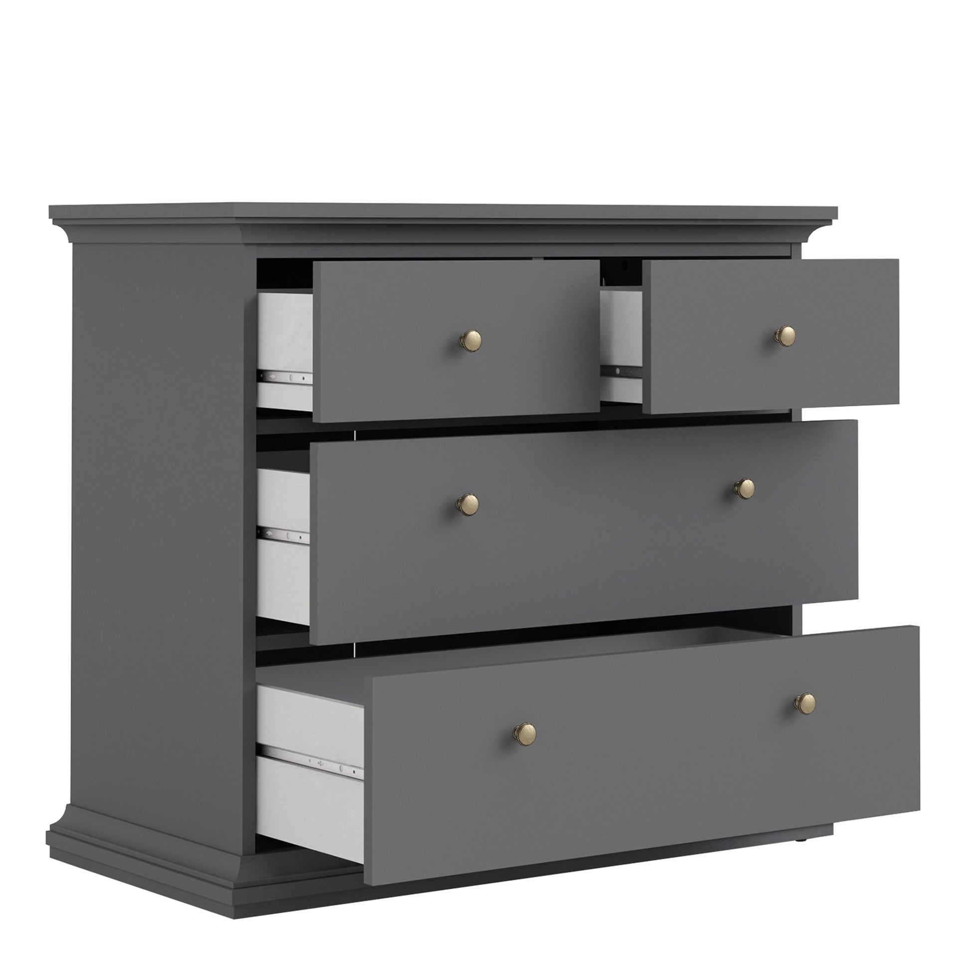 Cote | Furniture Paris 3 Piece Bedroom Set - Bedside Table, Chest and 2 Door Wardrobe - Grey Paris, BUNDLE 701igigp1