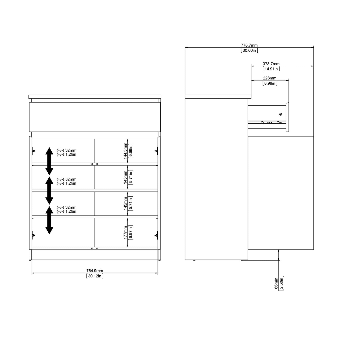 Cote | Furniture Naia Sideboard 1 Drawer + 2 Door - Black Naia, Sideboards 70271075gm