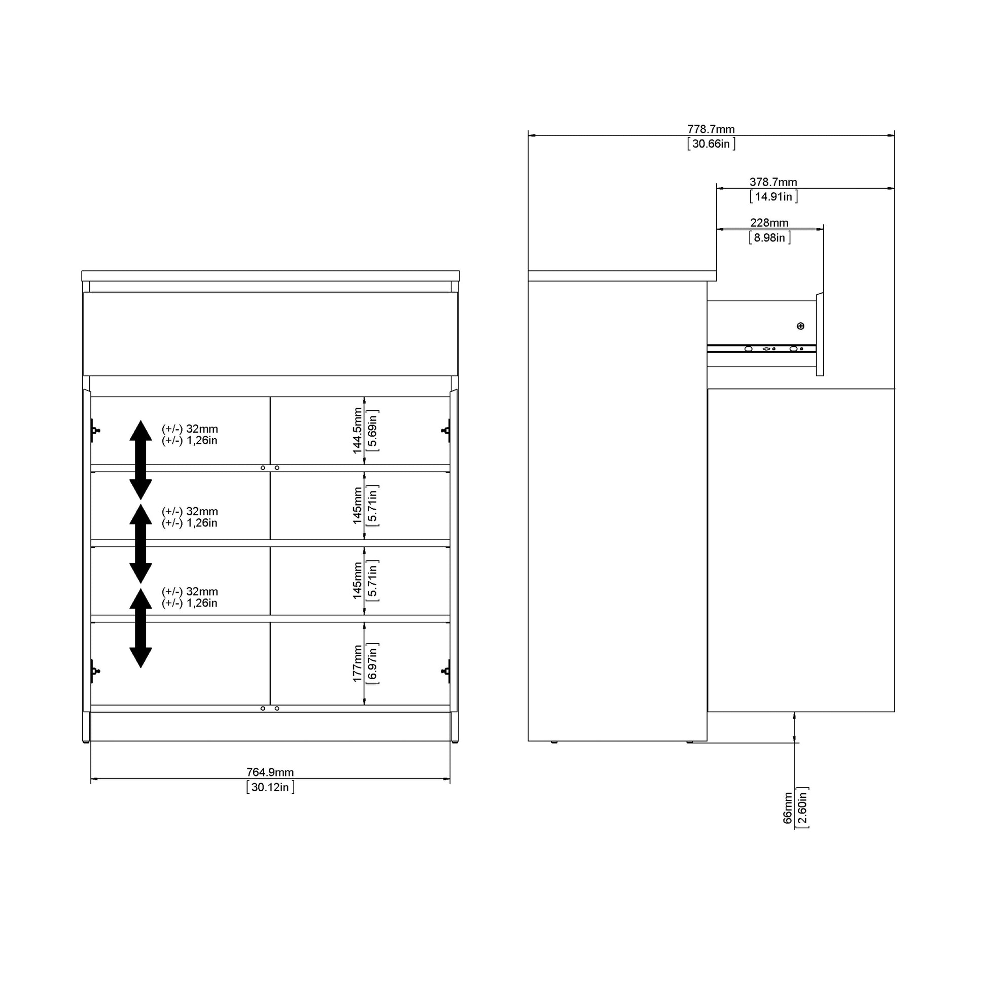 Cote | Furniture Naia Sideboard 1 Drawer + 2 Door - Black Naia, Sideboards 70271075gm