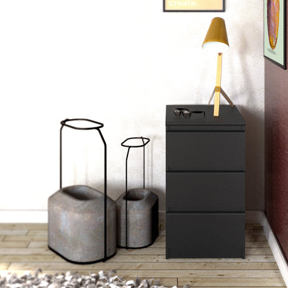 Cote | Furniture Naia Bedside Table, 3 Drawer - Black Naia, Bedside Tables 70271078gm