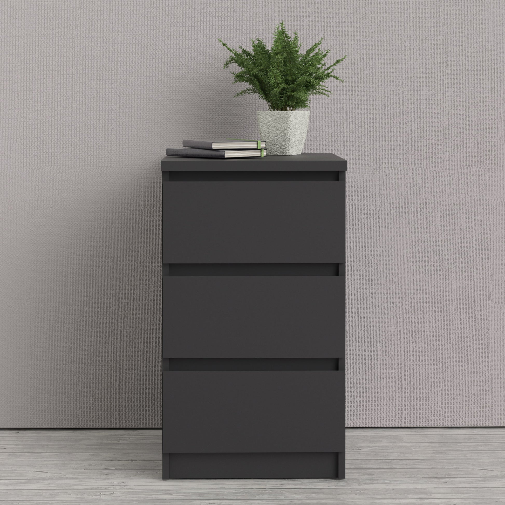 Cote | Furniture Naia Bedside Table, 3 Drawer - Black Naia, Bedside Tables 70271078gm