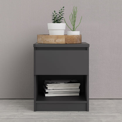 Cote | Furniture Naia Bedside Table, 1 Drawer + 1 Shelf - Black Naia, Bedside Tables 70271082gm