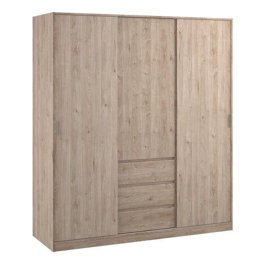 Cote | Furniture Naia Wardrobe, 2 Sliding Doors + 1 Door + 3 Drawer - Oak Naia, Wardrobes 70275148hlhl