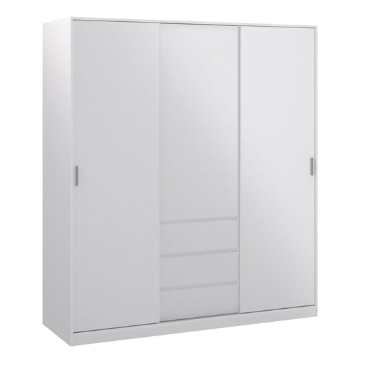 Cote | Furniture Naia Wardrobe, 2 Sliding Doors + 1 Door + 3 Drawer - White Naia, Wardrobes 70275148uuuu