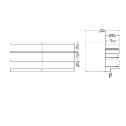 Cote | Furniture Naia Chest of Drawers, Wide 6 Drawer (3+3) - White Naia, Chest of Drawers 7027623249