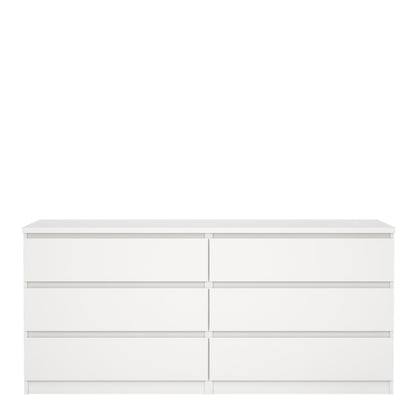 Cote | Furniture Naia Chest of Drawers, Wide 6 Drawer (3+3) - White Naia, Chest of Drawers 7027623249