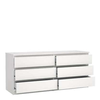 Cote | Furniture Naia Chest of Drawers, Wide 6 Drawer (3+3) - White Naia, Chest of Drawers 7027623249