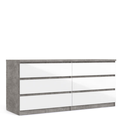 Cote | Furniture Naia Chest of Drawers, Wide 6 Drawer (3+3) - Concrete Grey & White Naia, Chest of Drawers 70276232gxuu