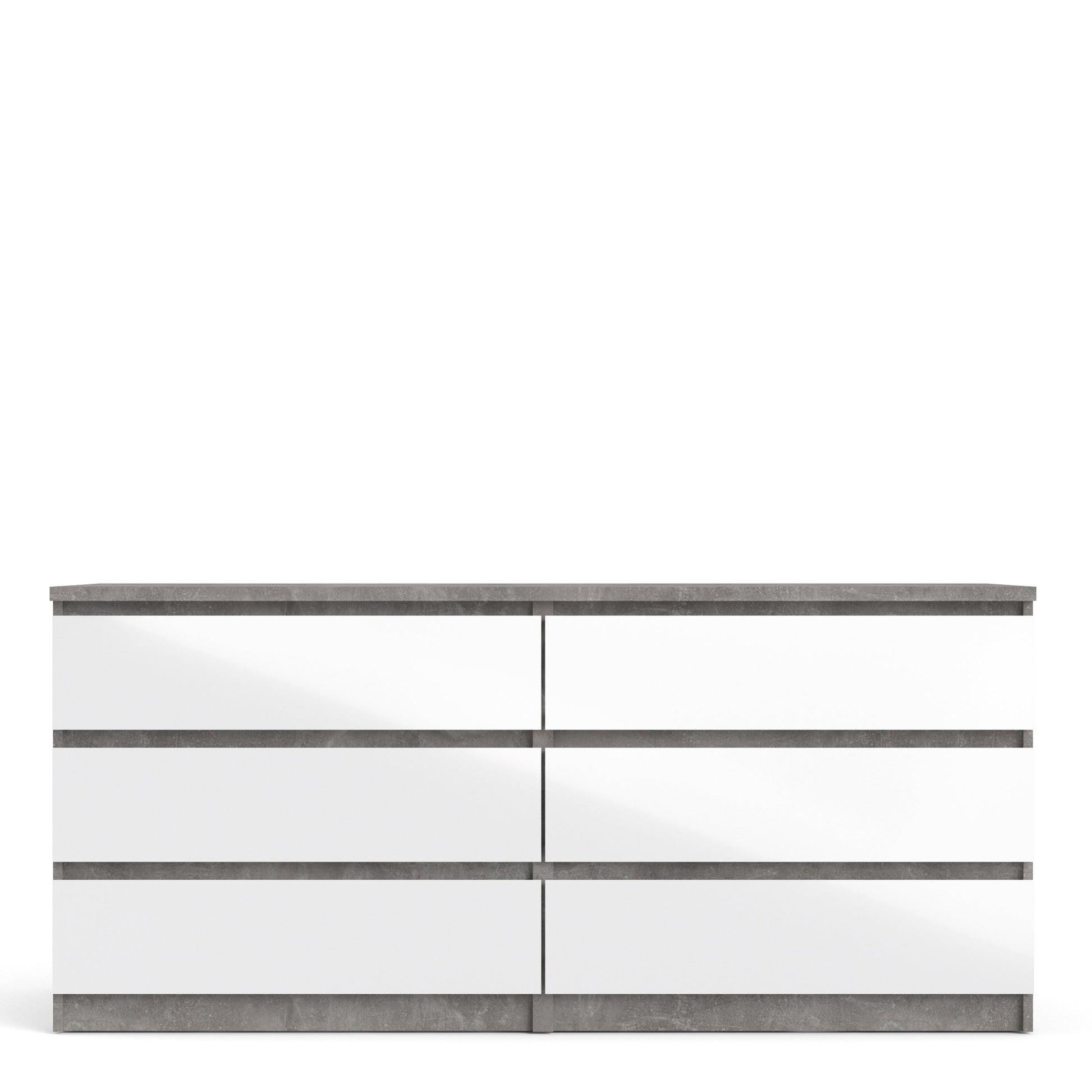 Cote | Furniture Naia Chest of Drawers, Wide 6 Drawer (3+3) - Concrete Grey & White Naia, Chest of Drawers 70276232gxuu