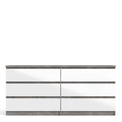 Cote | Furniture Naia Chest of Drawers, Wide 6 Drawer (3+3) - Concrete Grey & White Naia, Chest of Drawers 70276232gxuu