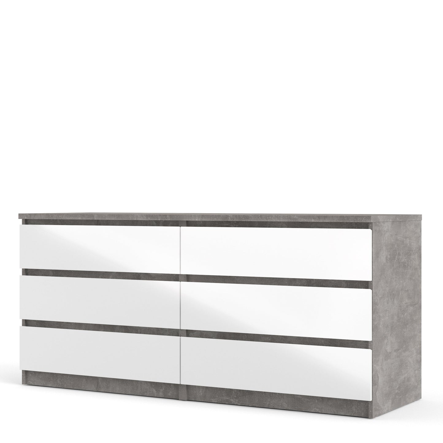 Cote | Furniture Naia Chest of Drawers, Wide 6 Drawer (3+3) - Concrete Grey & White Naia, Chest of Drawers 70276232gxuu