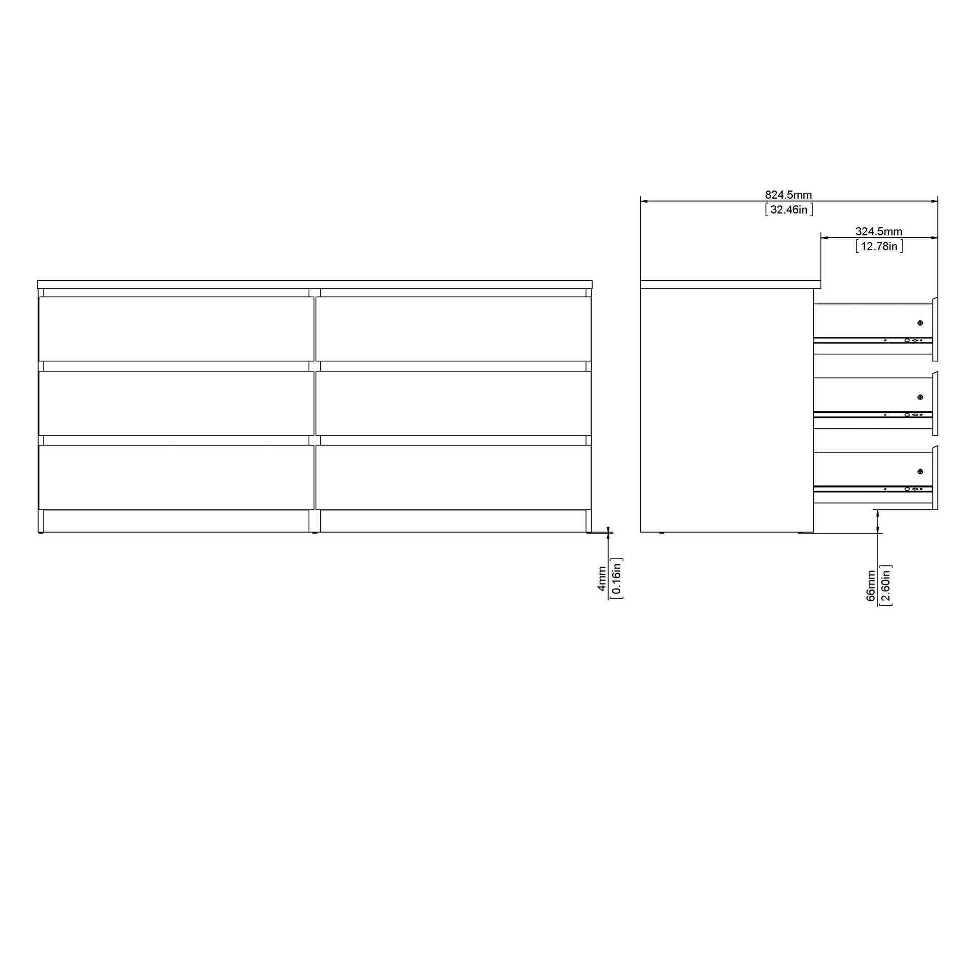 Cote | Furniture Naia Chest of Drawers, Wide 6 Drawer (3+3) - Oak Naia, Chest of Drawers 70276232hl