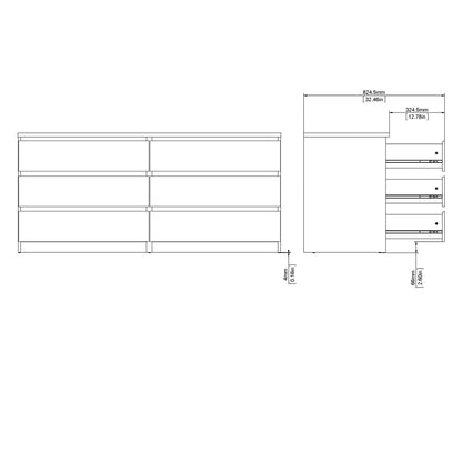 Cote | Furniture Naia Chest of Drawers, Wide 6 Drawer (3+3) - Oak Naia, Chest of Drawers 70276232hl