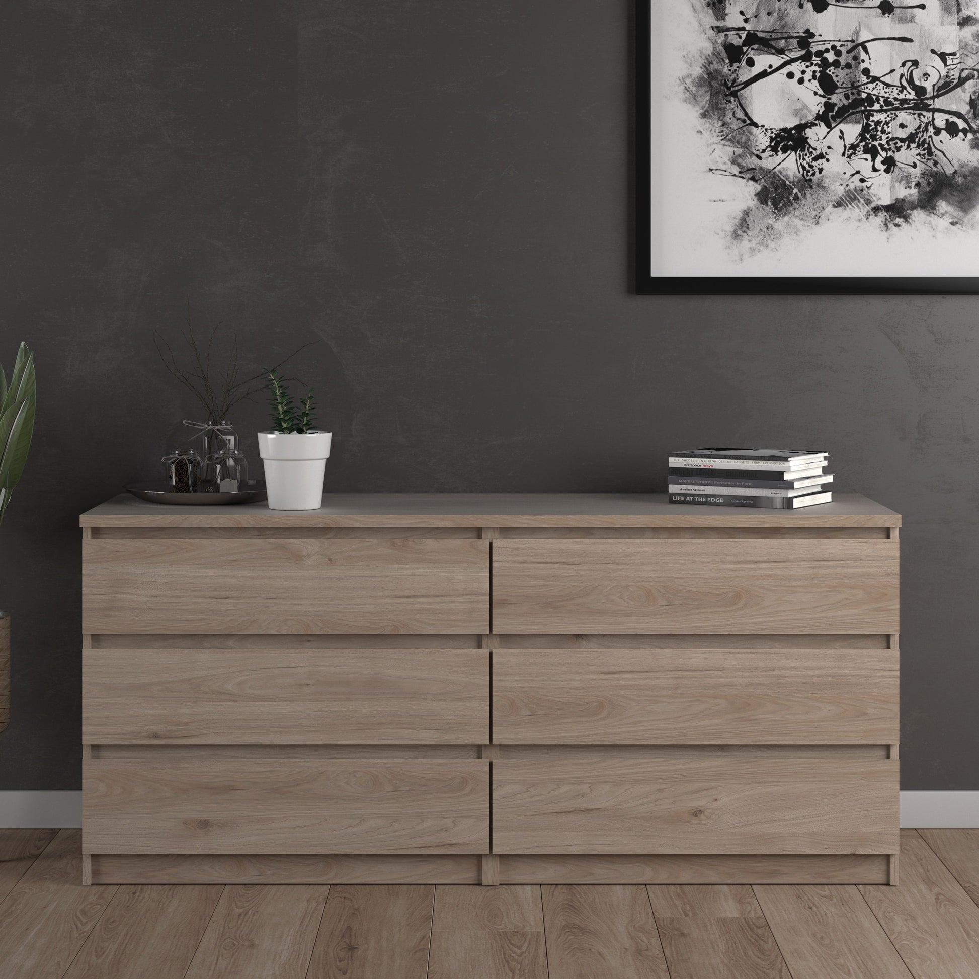 Cote | Furniture Naia Chest of Drawers, Wide 6 Drawer (3+3) - Oak Naia, Chest of Drawers 70276232hl