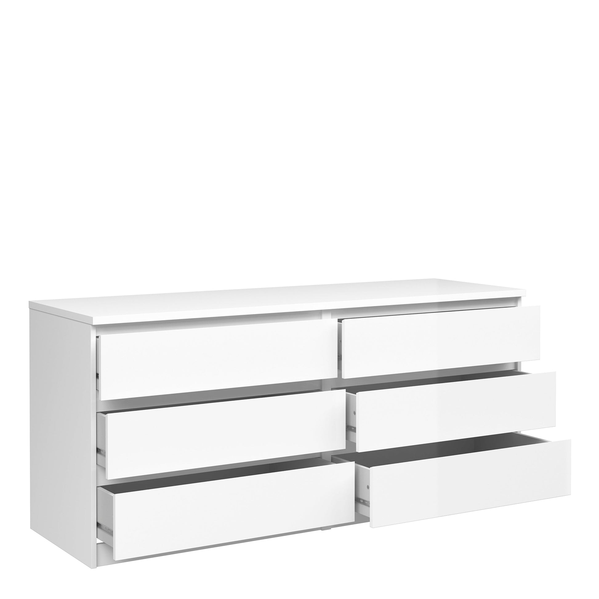 Cote | Furniture Naia Chest of Drawers, Wide 6 Drawer (3+3) - High Gloss White Naia, Chest of Drawers 70276232uu