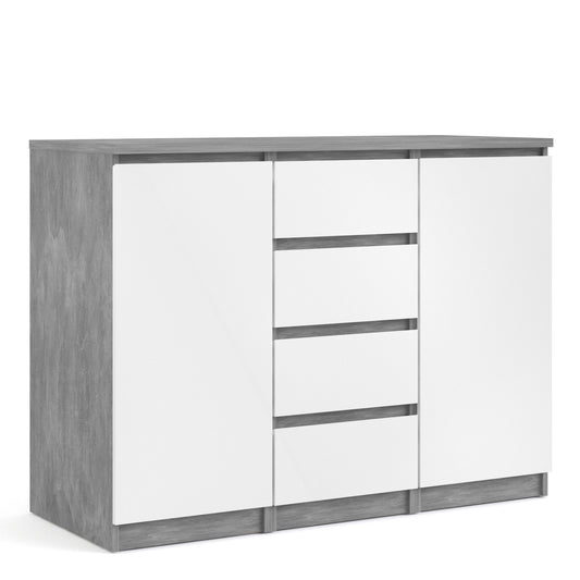 Cote | Furniture Naia Sideboard, 4 Drawer + 2 Doors - Concrete Grey & White Naia, Sideboards 70276236gxuu