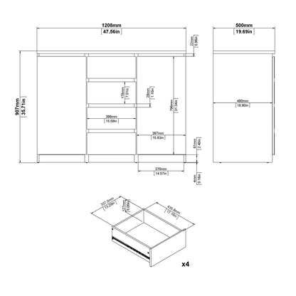 Cote | Furniture Naia Sideboard, 4 Drawer + 2 Doors - Oak Naia, Sideboards 70276236hl