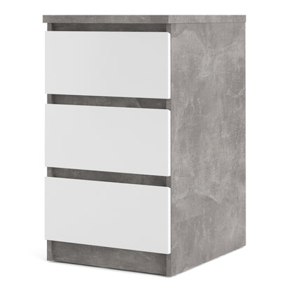 Cote | Furniture Naia Bedside Table, 3 Drawer - Concrete Grey & White Naia, Bedside Tables 70276237gxuu