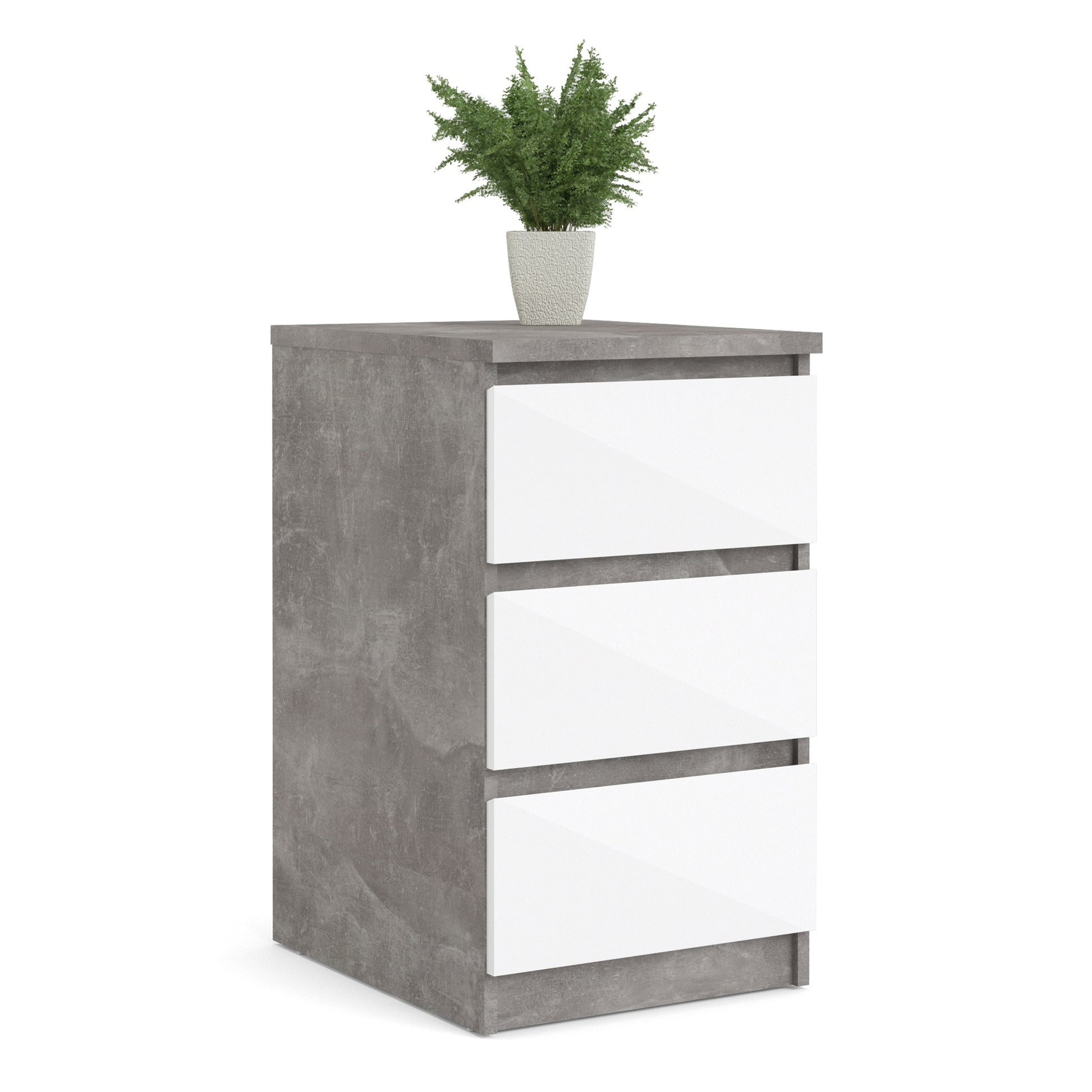 Cote | Furniture Naia Bedside Table, 3 Drawer - Concrete Grey & White Naia, Bedside Tables 70276237gxuu